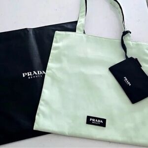 GWP: Prada Beauty Light Green/Black (reversible) Tote Bag with Coin a pouch